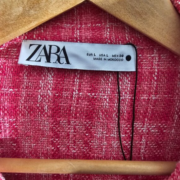 Zara| Pink Oversized Tweed Shacket | Large - Picture 5 of 6